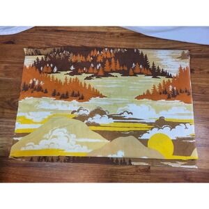 Vintage Bibb Mountain Trail 70s Scenic Twin Size Flat Sheet